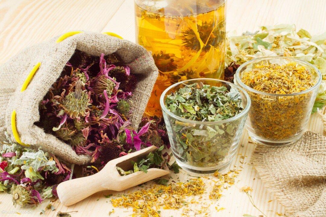 Healing herbs for folk therapy of psoriasis on the elbows